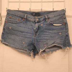 GAP Jean Shorts Embroidered Flowers